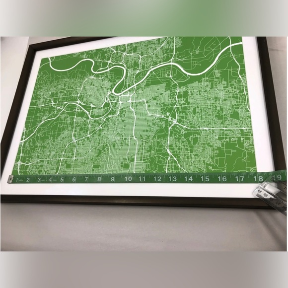 KANSAS CITY , City Map Framed Wall Art Print, Great Home Decor 14.5”x20” - Picture 5 of 11